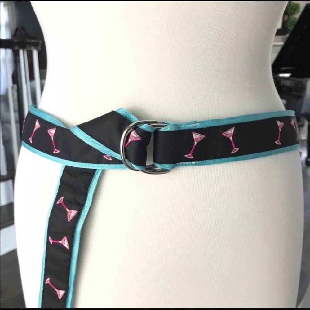 Black Ribbon Belt, Black, Silver Rings XL - EUC